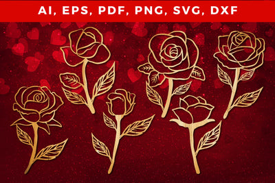 Valentine rose laser-cut SVG bundle SVG MD JOYNAL ABDIN 