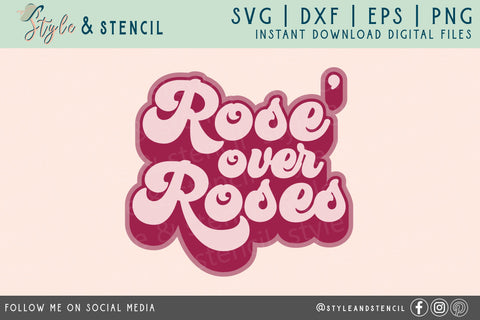 Valentine Rose Over Roses Retro SVG - PNG, DXF, EPS, SVG SVG Style and Stencil 