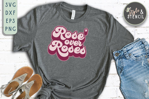 Valentine Rose Over Roses Retro SVG - PNG, DXF, EPS, SVG SVG Style and Stencil 