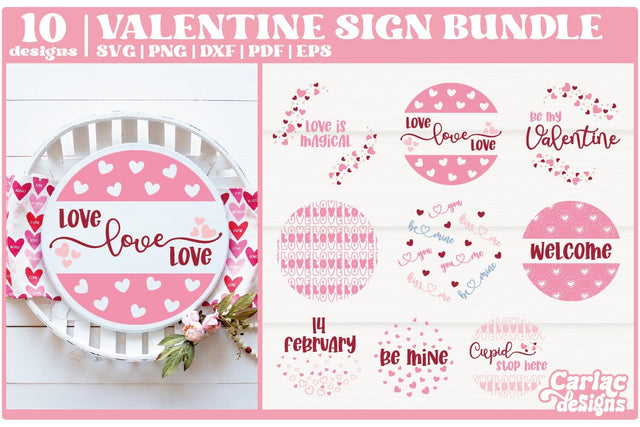Valentine Round Sign SVG Bundle | Round Door SVG SVG Carla C Designs 