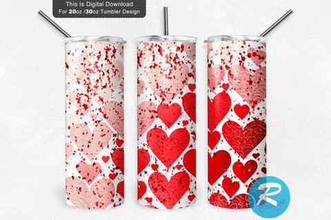Valentine s Day Glitter Hearts White Red 20 oz / 30 oz Tumbler PNG Sublimation Regulrcrative 