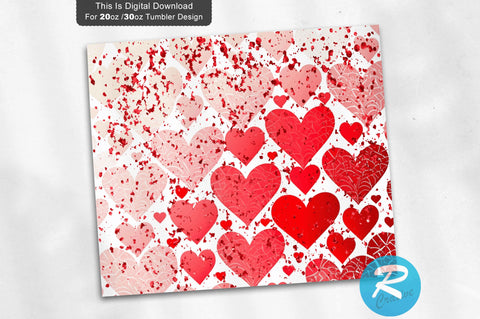 Valentine s Day Glitter Hearts White Red 20 oz / 30 oz Tumbler PNG Sublimation Regulrcrative 
