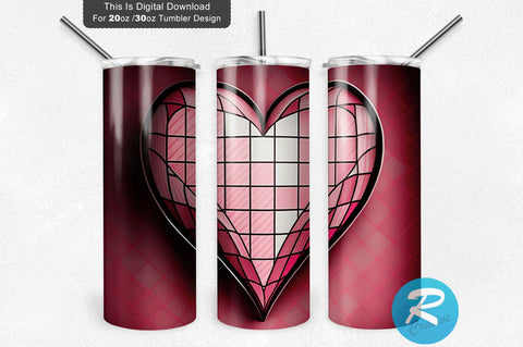 Valentine s Day Heart Pink Love 20 oz / 30 oz Tumbler PNG Sublimation Regulrcrative 