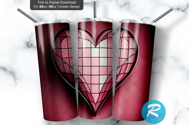 Valentine s Day Heart Pink Love 20 oz / 30 oz Tumbler PNG Sublimation Regulrcrative 