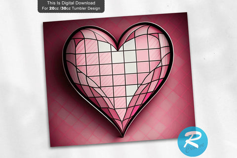 Valentine s Day Heart Pink Love 20 oz / 30 oz Tumbler PNG Sublimation Regulrcrative 