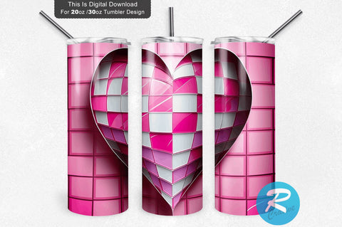 Valentine s Day Stained Glass Heart 20 oz / 30 oz Tumbler PNG Sublimation Regulrcrative 