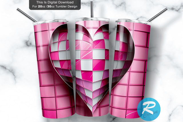 Valentine s Day Stained Glass Heart 20 oz / 30 oz Tumbler PNG Sublimation Regulrcrative 