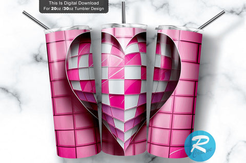 Valentine s Day Stained Glass Heart 20 oz / 30 oz Tumbler PNG Sublimation Regulrcrative 