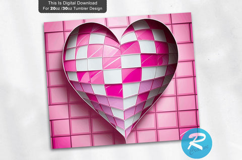 Valentine s Day Stained Glass Heart 20 oz / 30 oz Tumbler PNG Sublimation Regulrcrative 