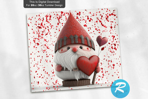 Valentine s Gnome 20 oz / 30 oz Tumbler PNG Sublimation Regulrcrative 