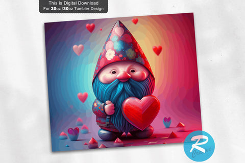 Valentine s Gnome Colorful 20 oz / 30 oz Tumbler PNG Sublimation Regulrcrative 