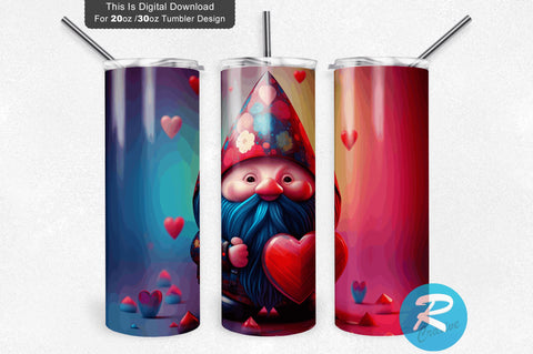 Valentine s Gnome Colorful 20 oz / 30 oz Tumbler PNG Sublimation Regulrcrative 