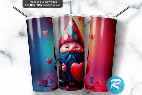 Valentine s Gnome Colorful 20 oz / 30 oz Tumbler PNG Sublimation Regulrcrative 