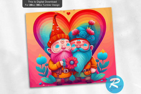 Valentine s Gnome Love Colorful 20 oz / 30 oz Tumbler PNG Sublimation Regulrcrative 