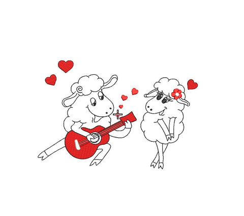 Valentine Sheep Couple Machine Embroidery Design Embroidery/Applique DESIGNS Canada Embroidery 