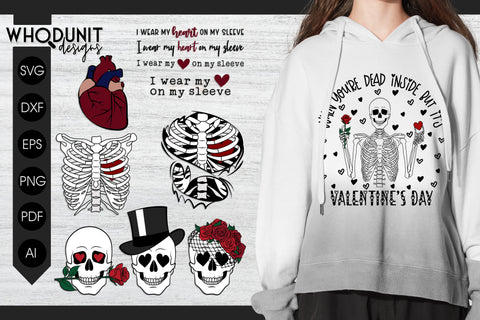 Valentine Skeleton SVG Bundle | Skulls cut file | Ribcage SVG Whodunit Designs 