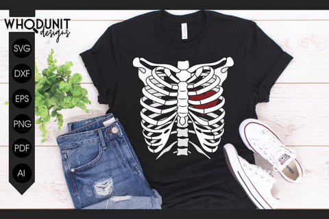 Valentine Skeleton SVG | Heart Ribcage | Edgy Valentine SVG Whodunit Designs 
