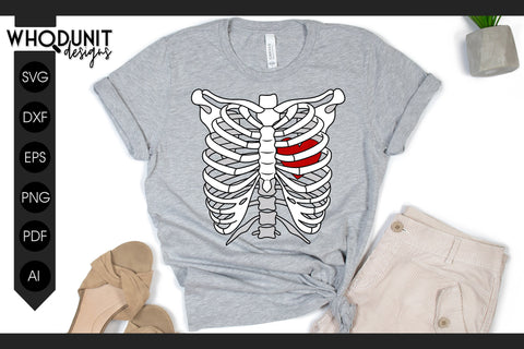 Valentine Skeleton SVG | Heart Ribcage | Edgy Valentine SVG Whodunit Designs 