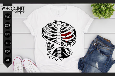 Valentine Skeleton SVG | Heart Ribcage | Ripped Shirt SVG Whodunit Designs 