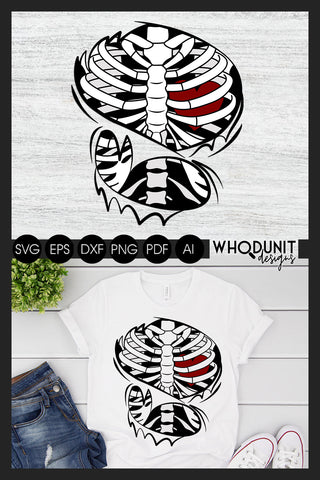 Valentine Skeleton SVG | Heart Ribcage | Ripped Shirt SVG Whodunit Designs 