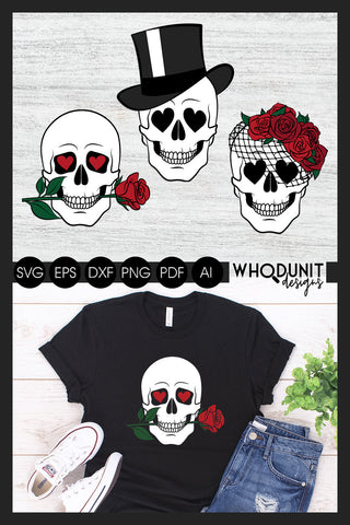 Valentine Skull SVG | Skull cut file SVG Whodunit Designs 