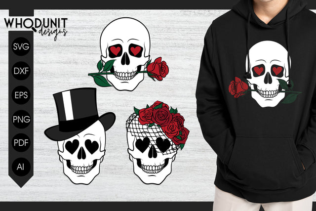 Valentine Skull SVG | Skull cut file SVG Whodunit Designs 