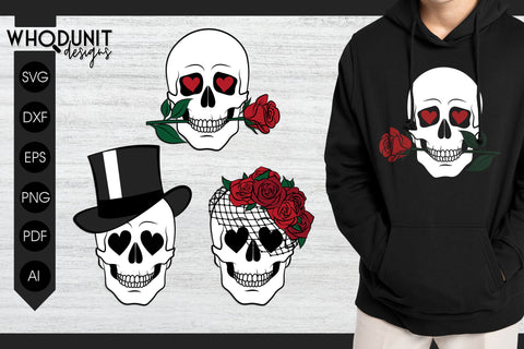 Valentine Skull SVG | Skull cut file SVG Whodunit Designs 