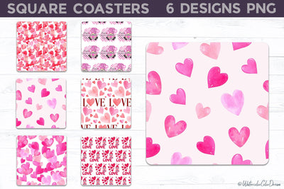 Valentine Square Coaster Bundle Sublimation WatercolorColorDream 