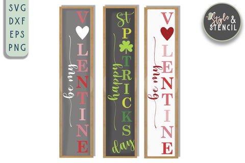 Valentine St. Pattys Vertical Sign Mini Bundle SVG SVG Style and Stencil 