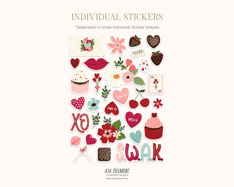 Valentine Sticker Sheet SVG Aja Nicole Designs 