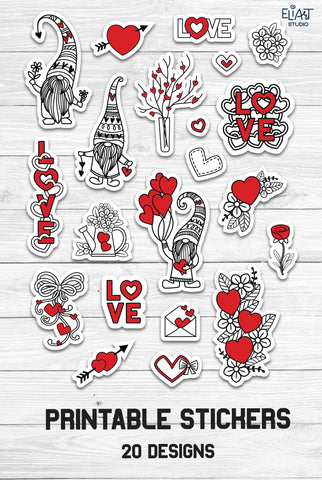 Valentine Stickers Bundle, Heart Stickers, Love Stickers. SVG Elinorka 