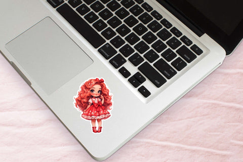 Valentine Stickers, Valentines Day Chibi Girl Stickers Sublimation OrangeBrushStudio 