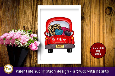 Valentine Sublimation design - a truck with hearts Sublimation Dina.store4art 