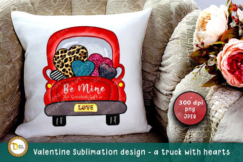 Valentine Sublimation design - a truck with hearts Sublimation Dina.store4art 