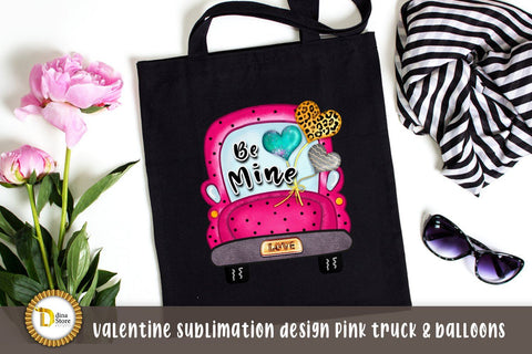 Valentine sublimation design pink truck & balloons Sublimation Dina.store4art 