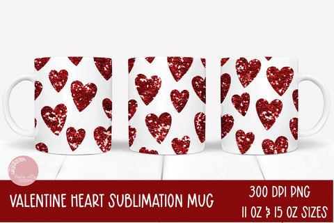 Valentine Sublimation Mug Bundle-Hearts Mug Wrap Bundle Sublimation Linden Valley Designs 
