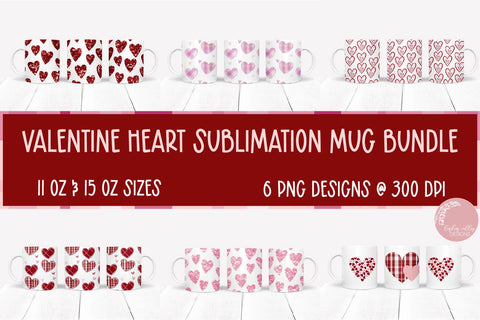 Valentine Sublimation Mug Bundle-Hearts Mug Wrap Bundle Sublimation Linden Valley Designs 
