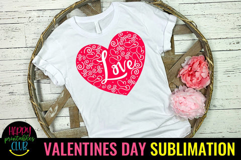 Valentine Sublimation- Valentines Day PNG- Love Heart Sublimation Happy Printables Club 