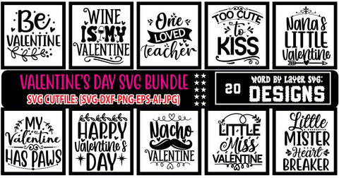 Valentine SVG Bundle | Funny Valentines Quotes Svg | Valentines Signs | Svg Files for Cricut | Valentines Cut Files | Hearts Silhouette SVG Blessedprint 