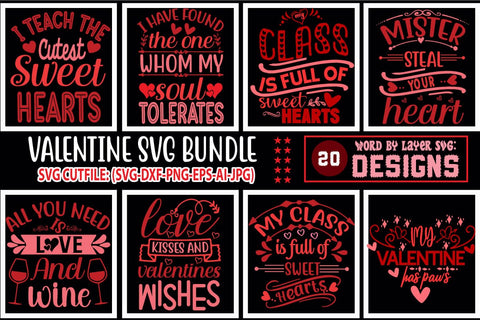 Valentine SVG Bundle | Funny Valentines Quotes Svg | Valentines Signs | Svg Files for Cricut | Valentines Cut Files | Hearts Silhouette SVG Blessedprint 