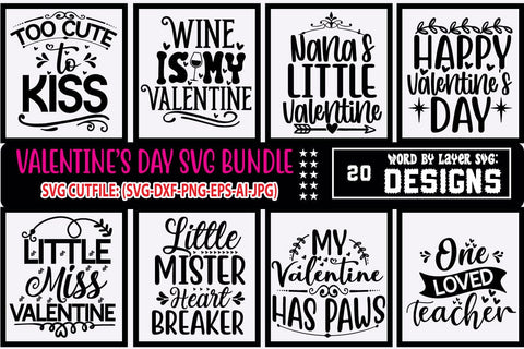 Valentine SVG Bundle | Funny Valentines Quotes Svg | Valentines Signs | Svg Files for Cricut | Valentines Cut Files | Hearts Silhouette SVG Blessedprint 