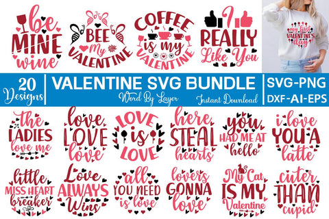 Valentine SVG Bundle SVG SVGs,Quotes and Sayings,Food & Drink,On Sale, Print & Cut SVG DesignPlante 503 