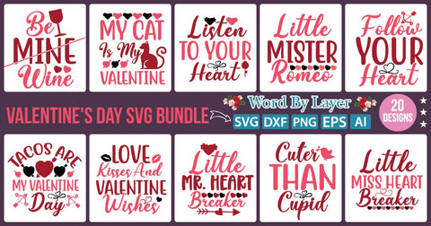 Valentine SVG Bundle SVG SVGs,Quotes and Sayings,Food & Drink,On Sale, Print & Cut SVG DesignPlante 503 