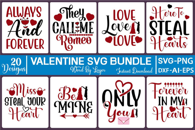 Valentine SVG Bundle SVG SVGs,Quotes and Sayings,Food & Drink,On Sale, Print & Cut SVG DesignPlante 503 