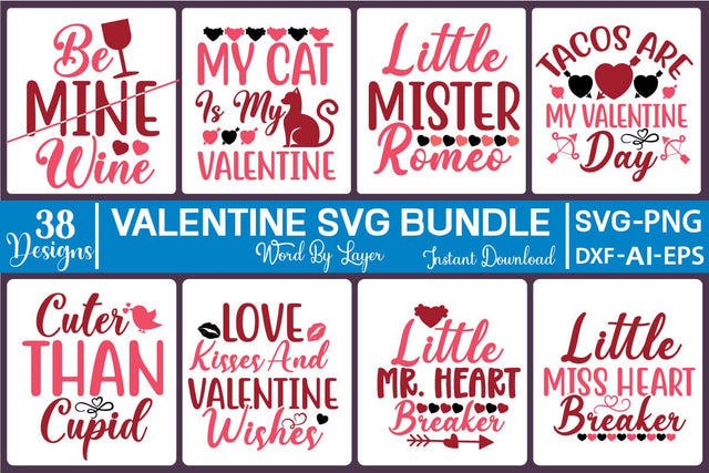 Valentine SVG Bundle SVG SVGs,Quotes and Sayings,Food & Drink,On Sale, Print & Cut SVG DesignPlante 503 