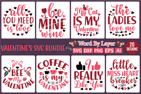 Valentine SVG Bundle SVG SVGs,Quotes and Sayings,Food & Drink,On Sale, Print & Cut SVG DesignPlante 503 