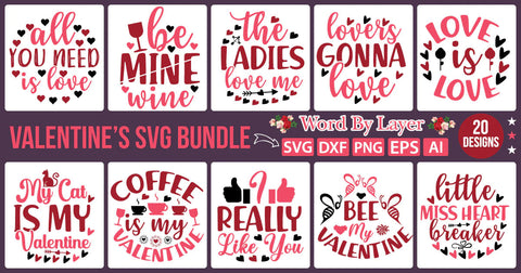 Valentine SVG Bundle SVG SVGs,Quotes and Sayings,Food & Drink,On Sale, Print & Cut SVG DesignPlante 503 
