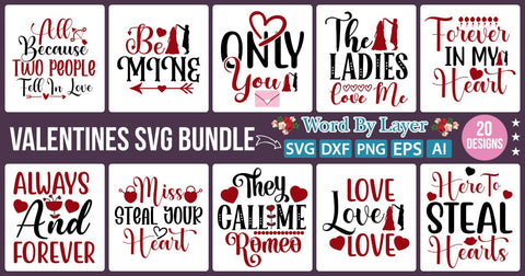 Valentine SVG Bundle SVG SVGs,Quotes and Sayings,Food & Drink,On Sale, Print & Cut SVG DesignPlante 503 