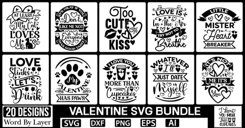 Valentine SVG Bundle SVGs,Quotes and Sayings,Food & Drink,On Sale, Print & Cut SVG DesignPlante 503 