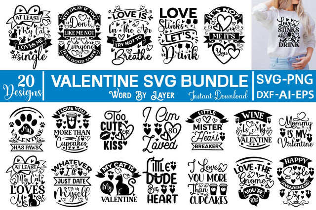 Valentine SVG Bundle SVGs,Quotes and Sayings,Food & Drink,On Sale, Print & Cut SVG DesignPlante 503 